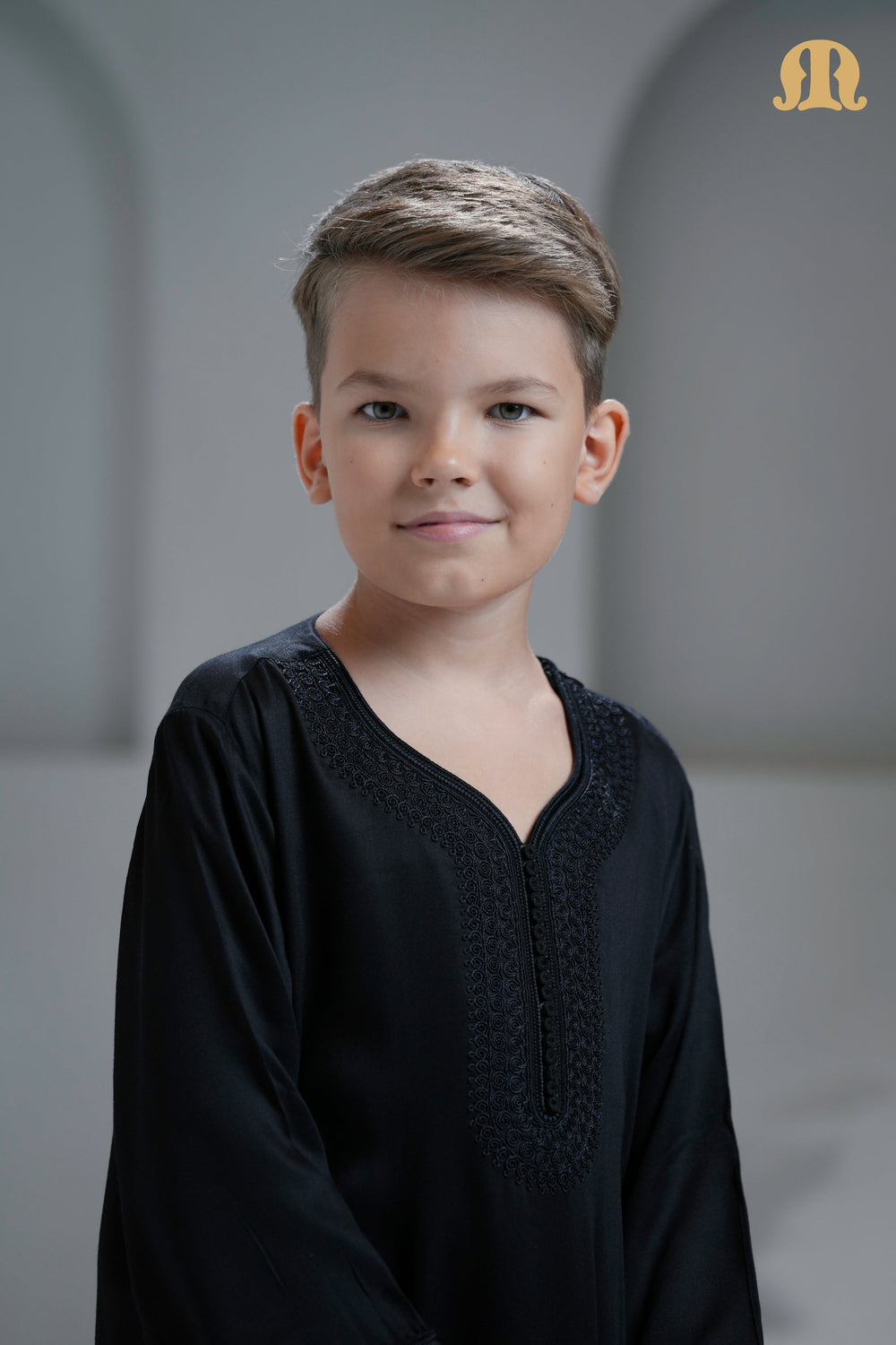 Tiznit Black Moroccan Thobe For Boys