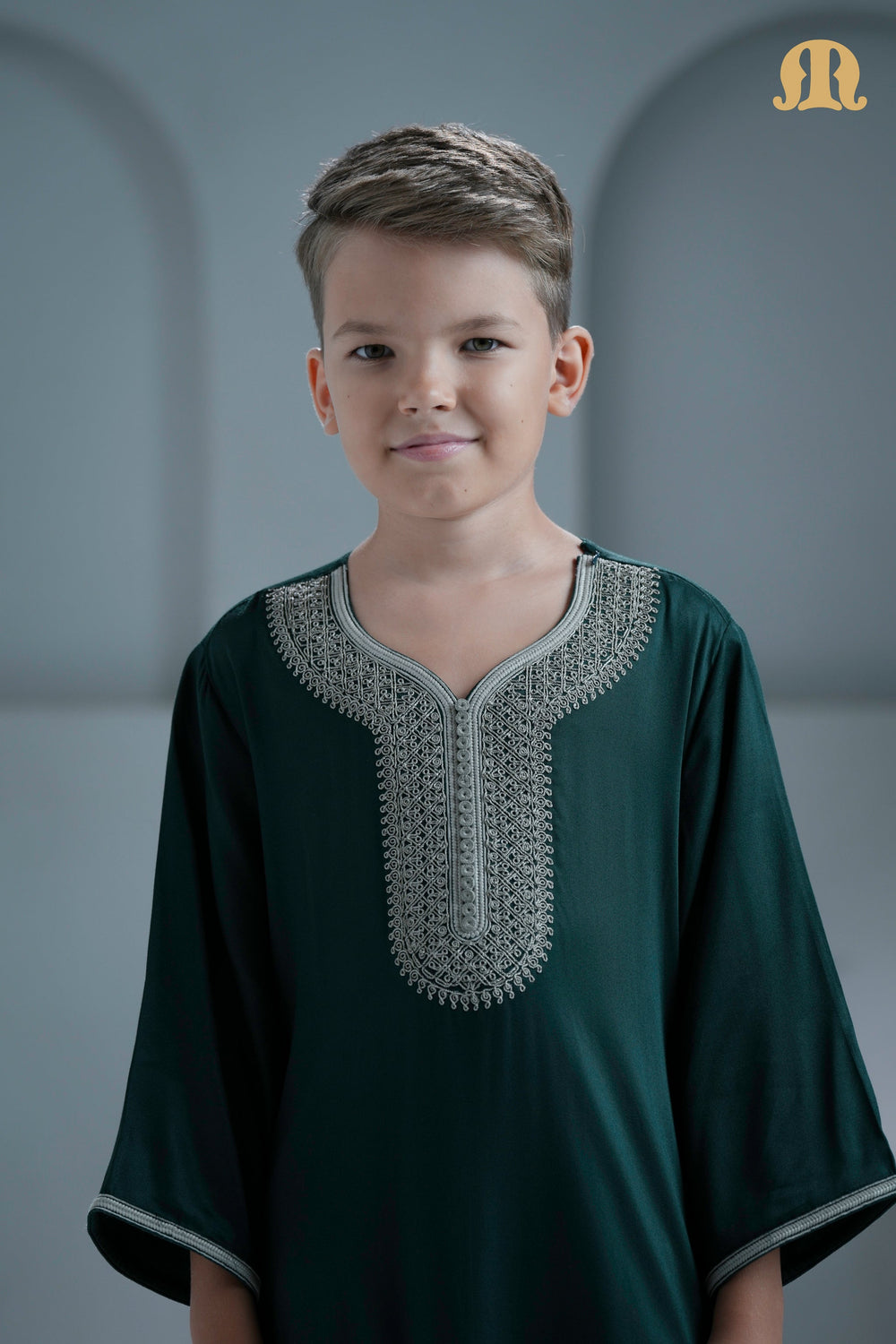 Nasser Green Moroccan Thobe For Boys