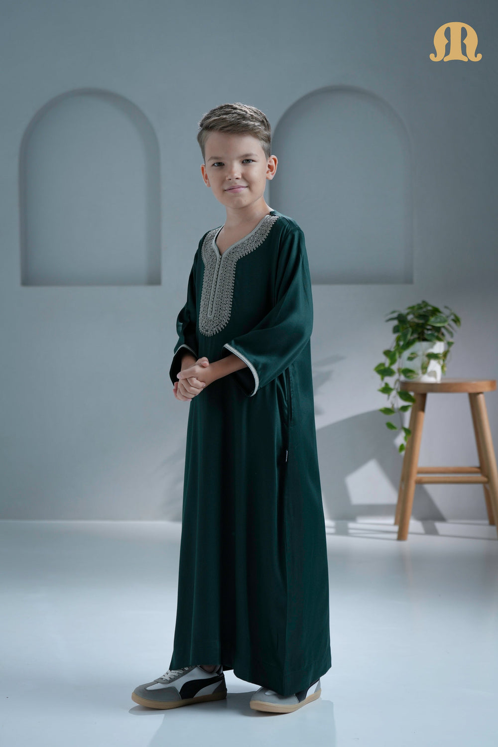 Nasser Green Moroccan Thobe for Kids