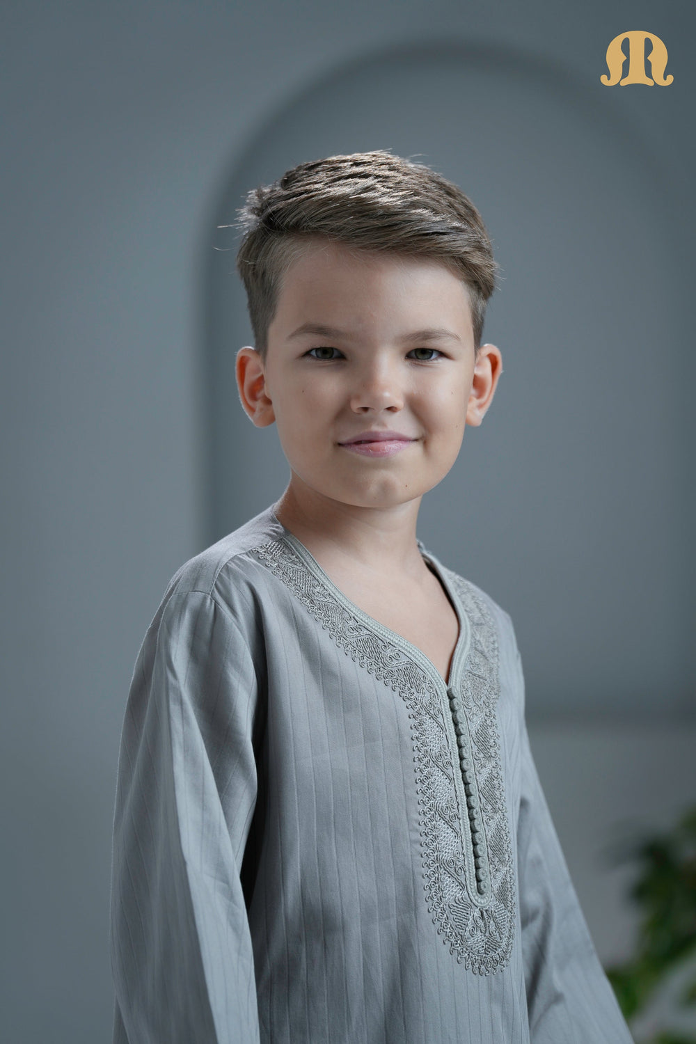 Zagora Grey Moroccan Thobe For Boys