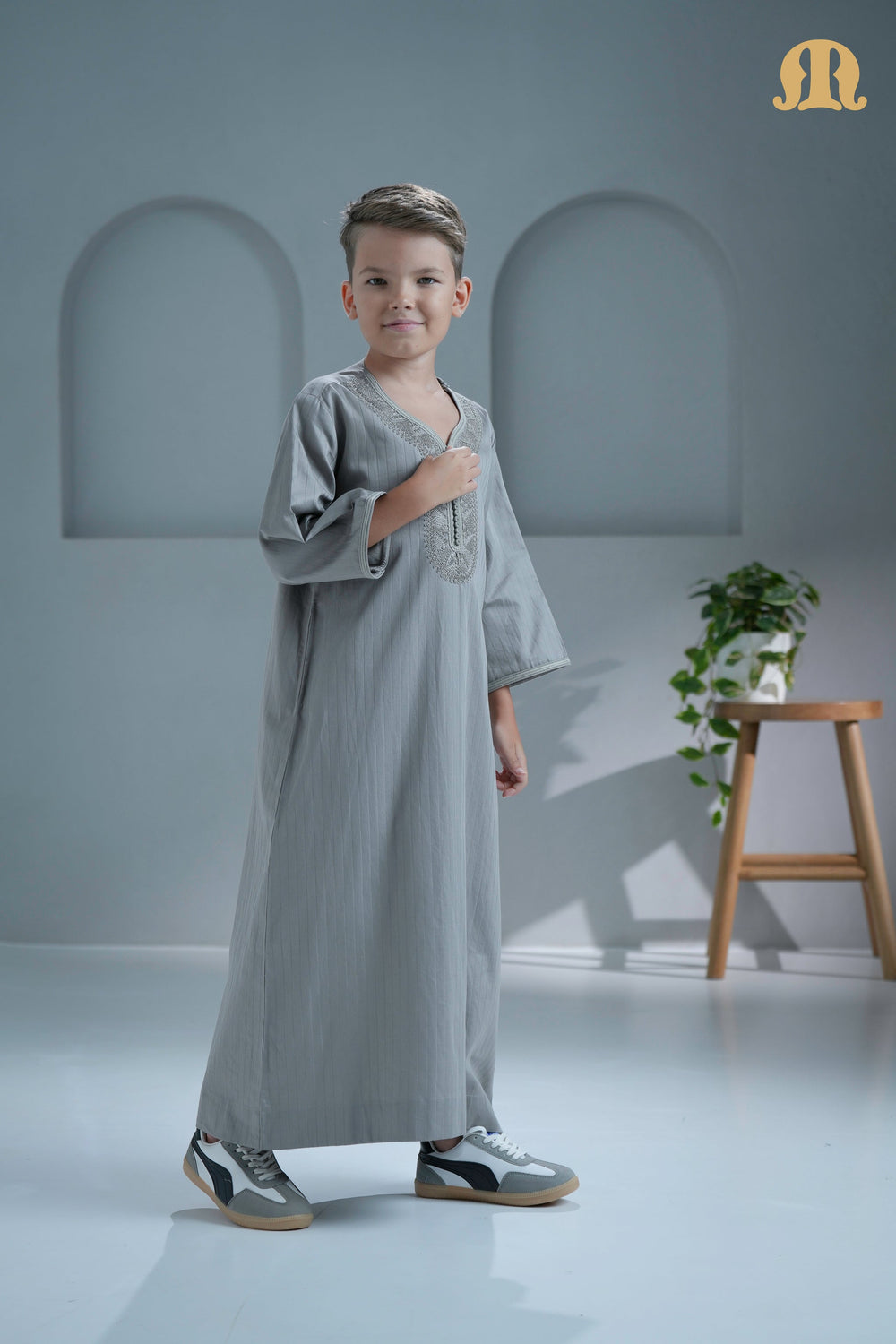 Zagora Grey Moroccan Thobe For Boys