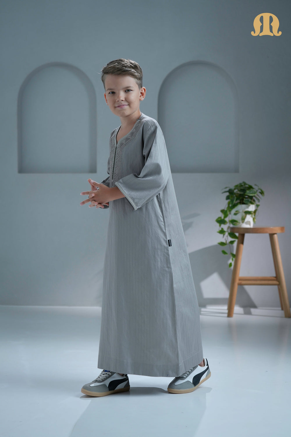 Zagora Grey Moroccan Thobe For Boys