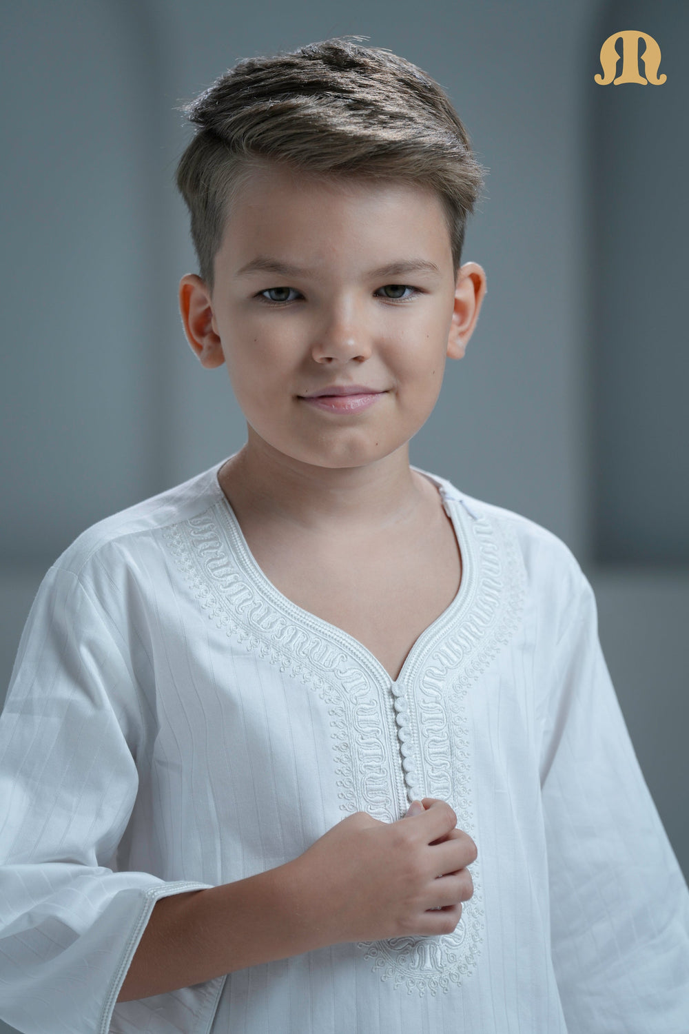Khatibi White Moroccan Thobe For Boys
