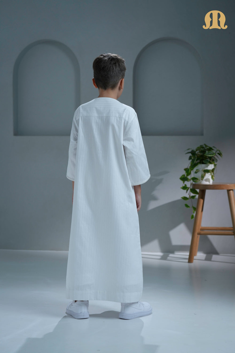 Khatibi White Moroccan Thobe For Boys