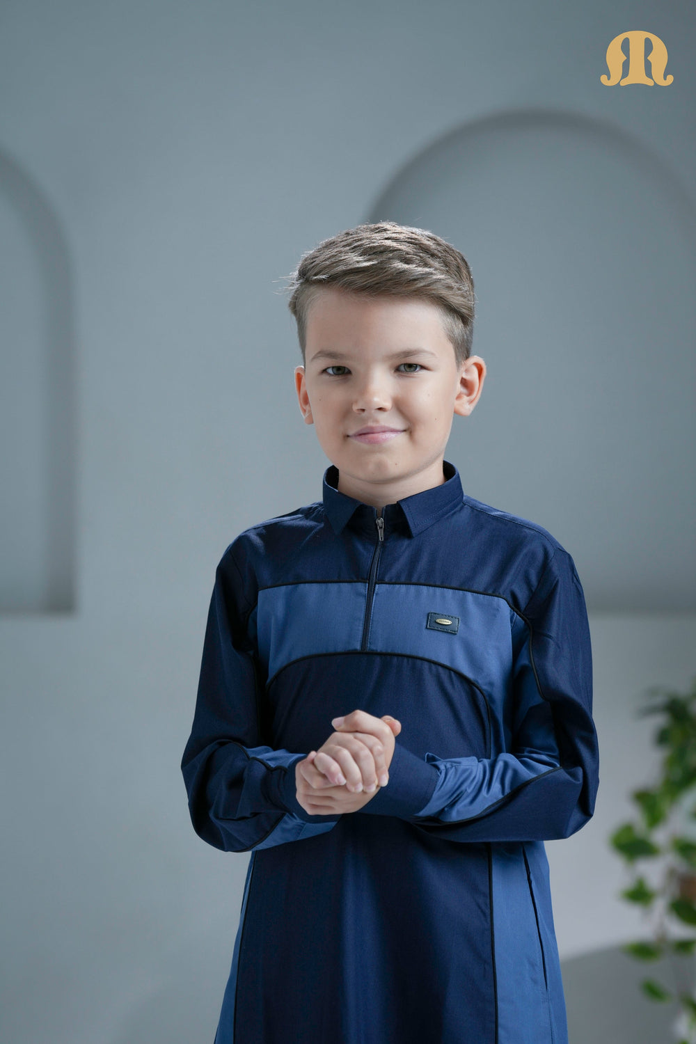 Birkir Navy Blue Denim Thobe For Boys