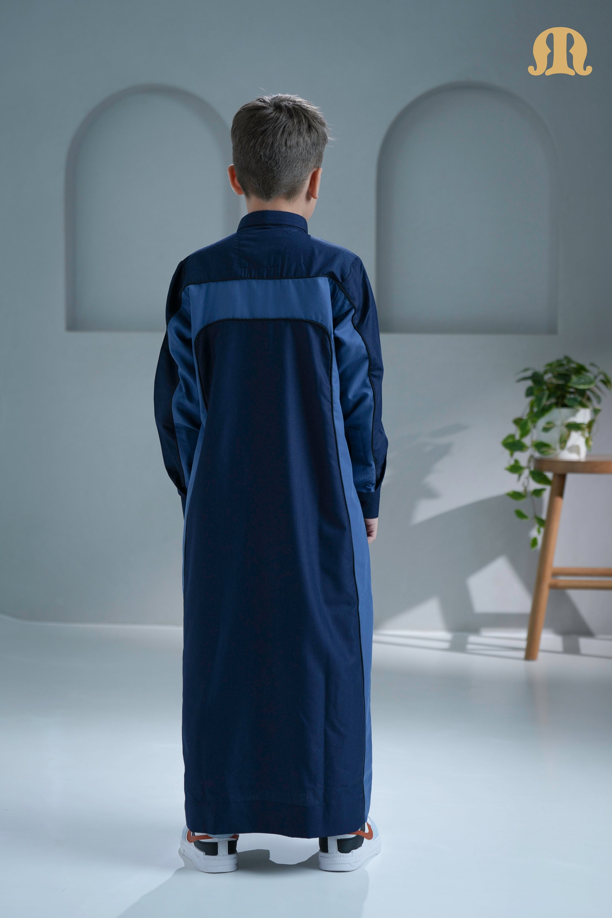 Birkir Navy Blue Denim Thobe For Boys