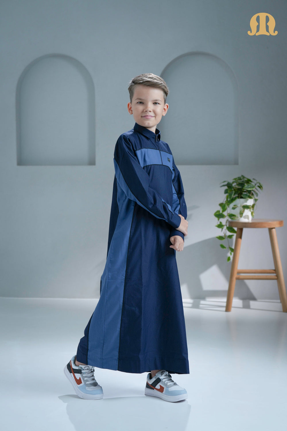 Birkir Navy Blue Denim Thobe For Boys