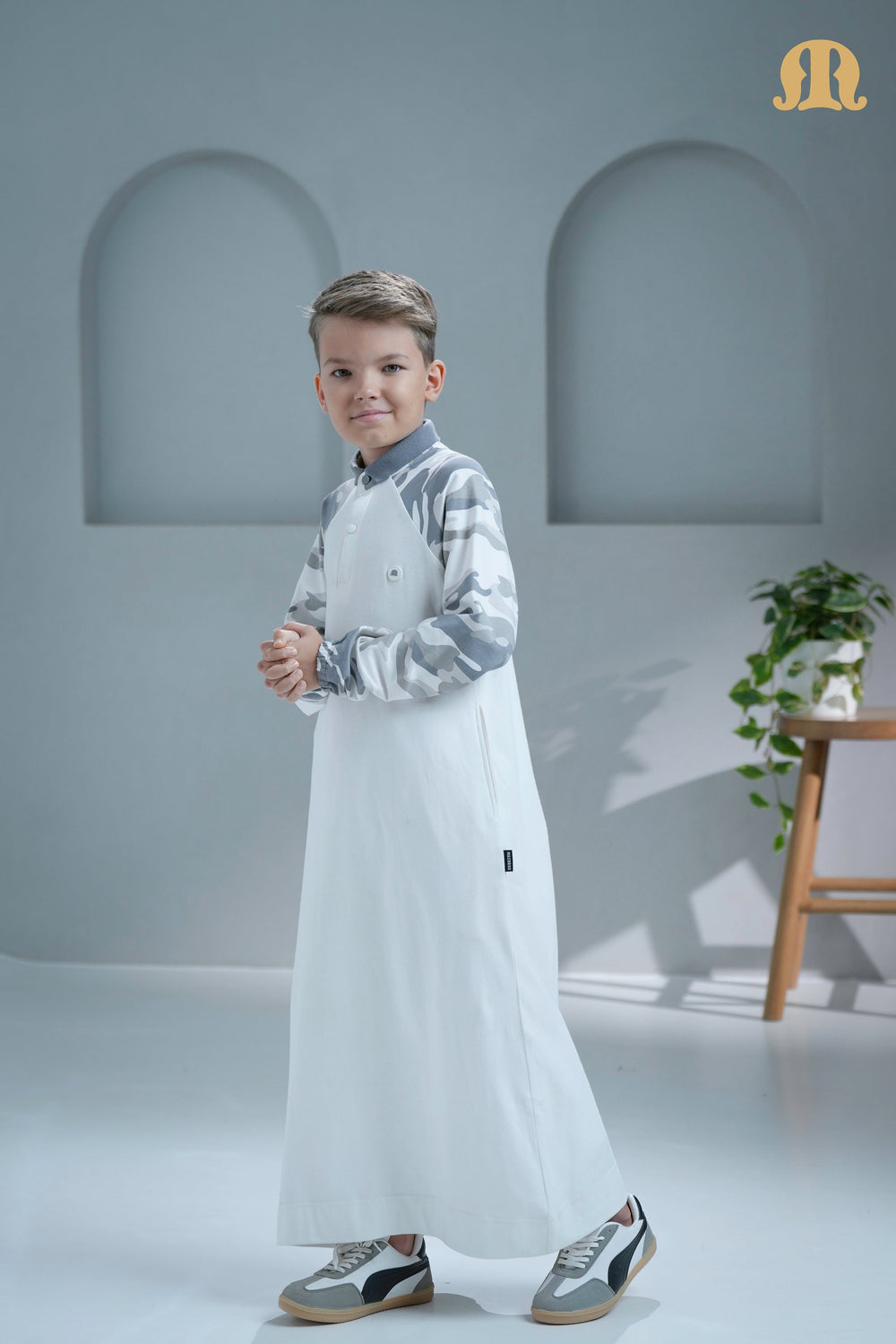 Ordu Camo knitted White Thobe For Boys