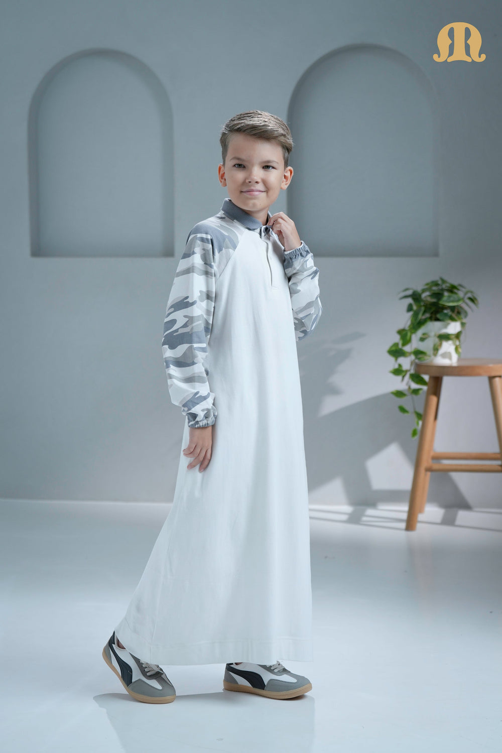 Ordu Camo knitted White Thobe For Boys