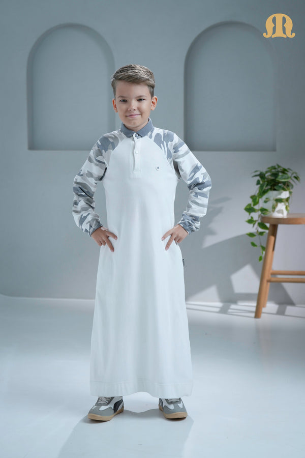 Ordu Camo knitted White Thobe For Boys