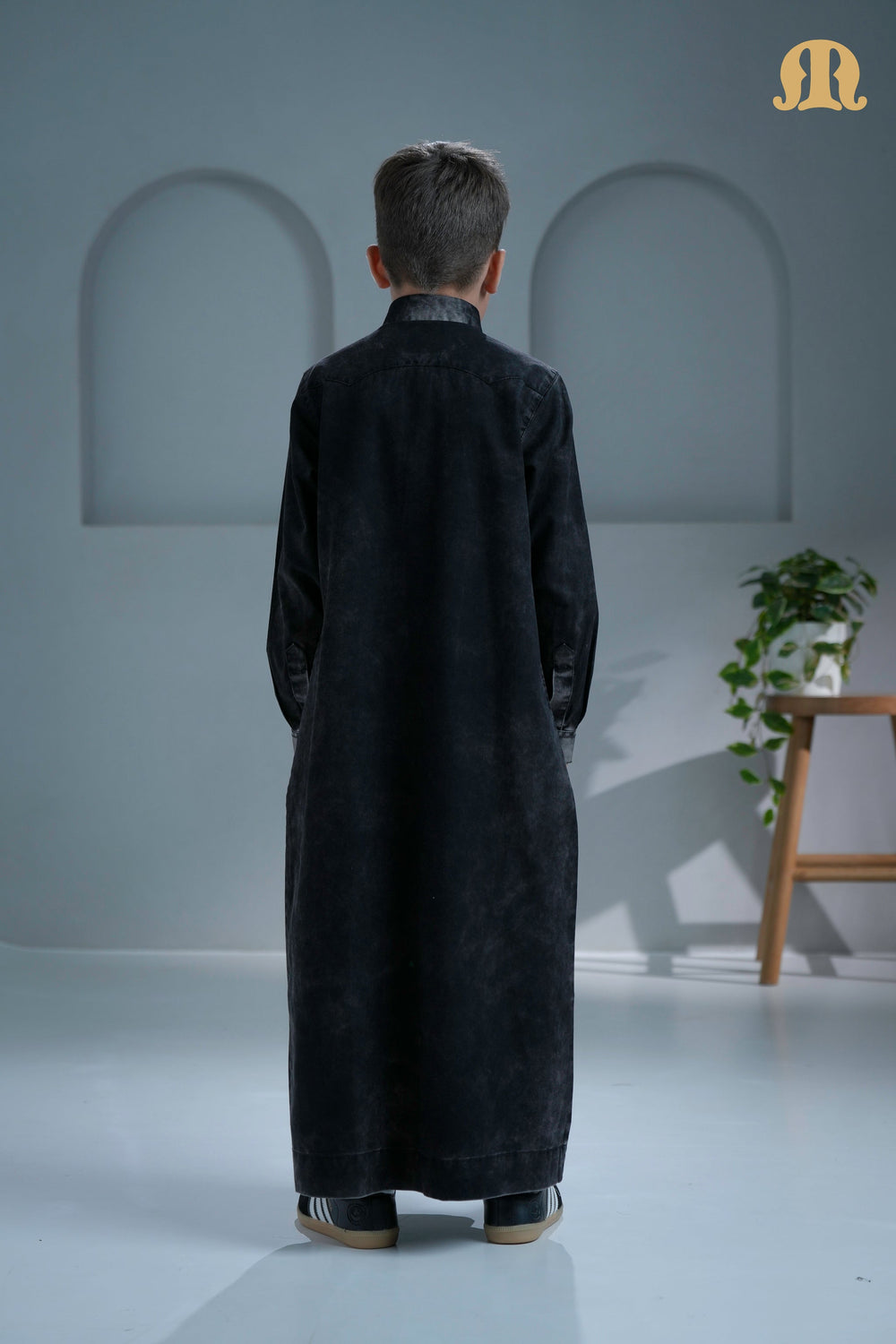 Brimstone Black Denim Thobe For Boys