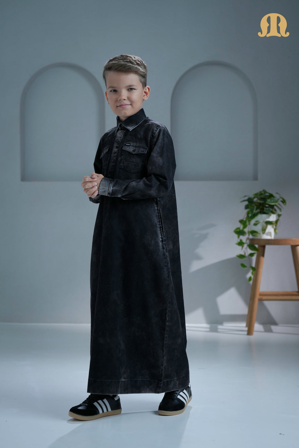 Brimstone Black Denim Thobe for Kids