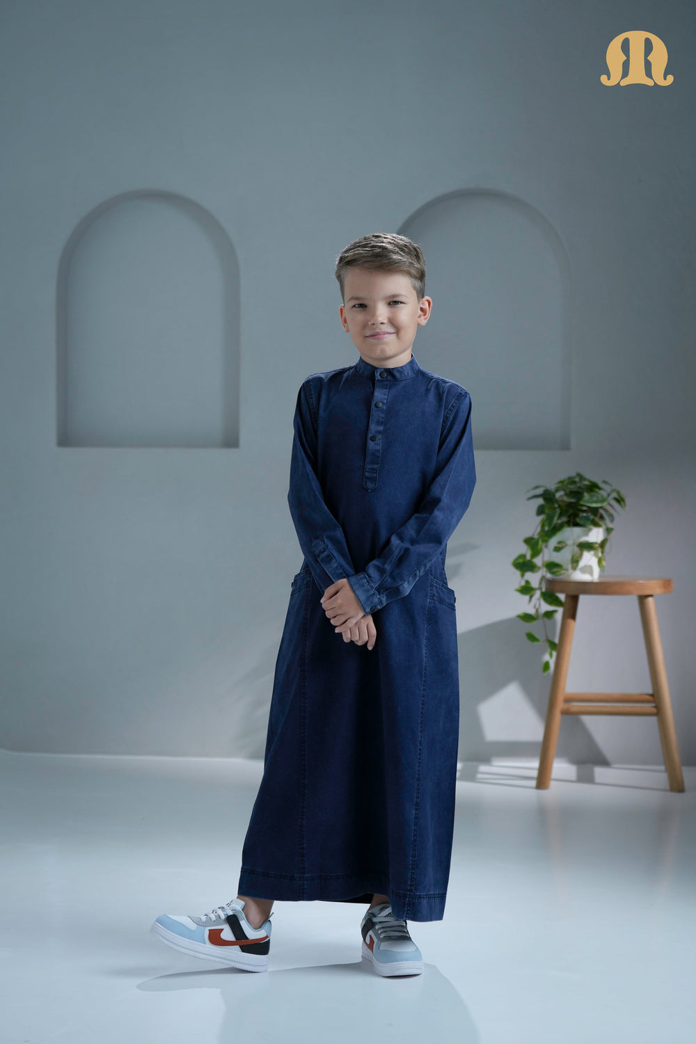 Mekong Navy Blue Denim Thobe For Boys