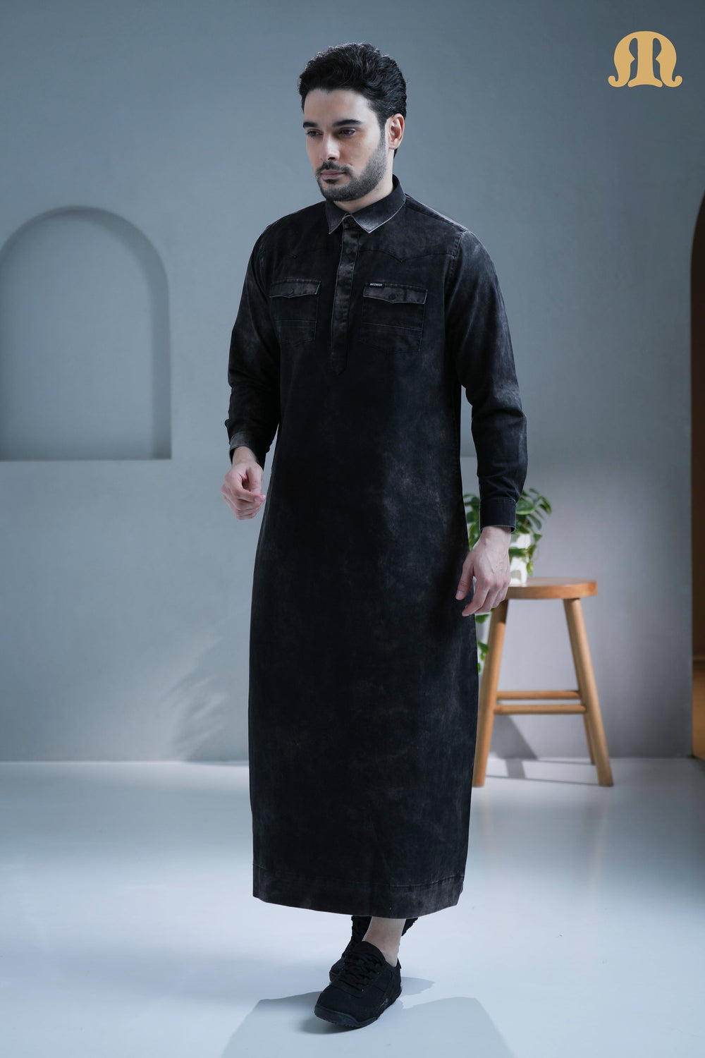 Brimstone Black Denim Thobe For Men