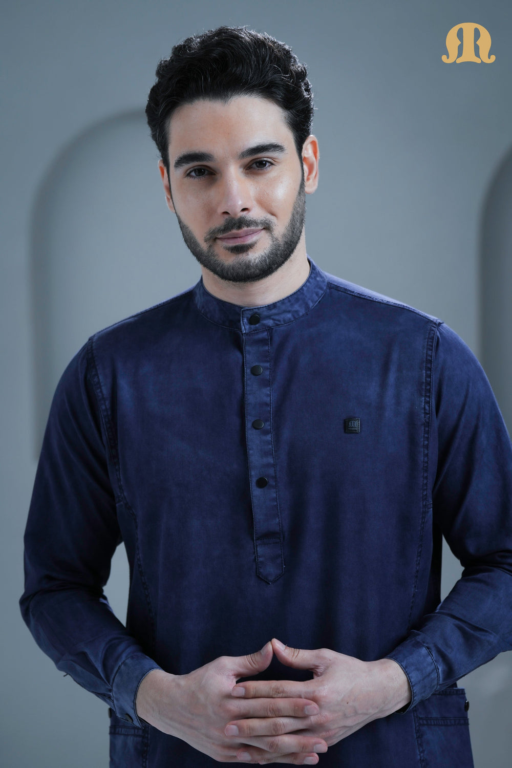 Mekong Navy Blue Denim Thobe For Men
