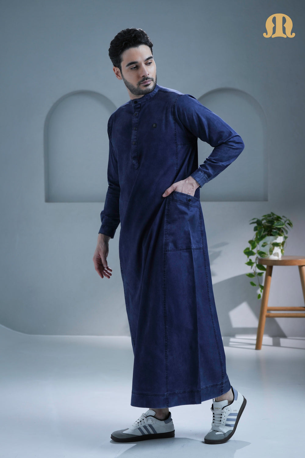 Mekong Navy Blue Denim Thobe For Men