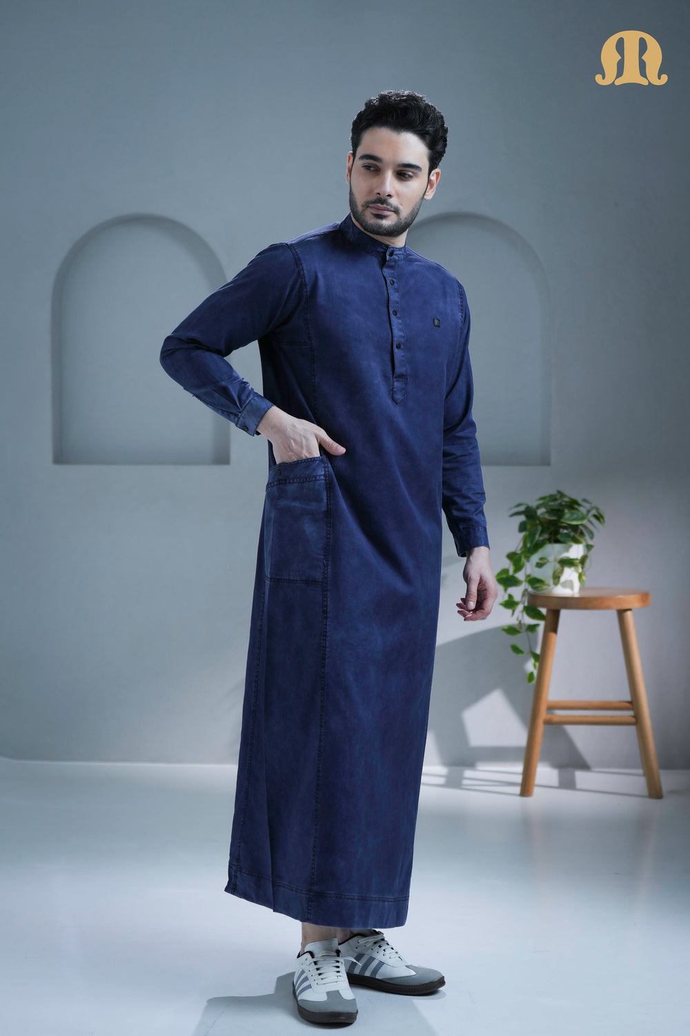 Mekong Navy Blue Denim Thobe For Men