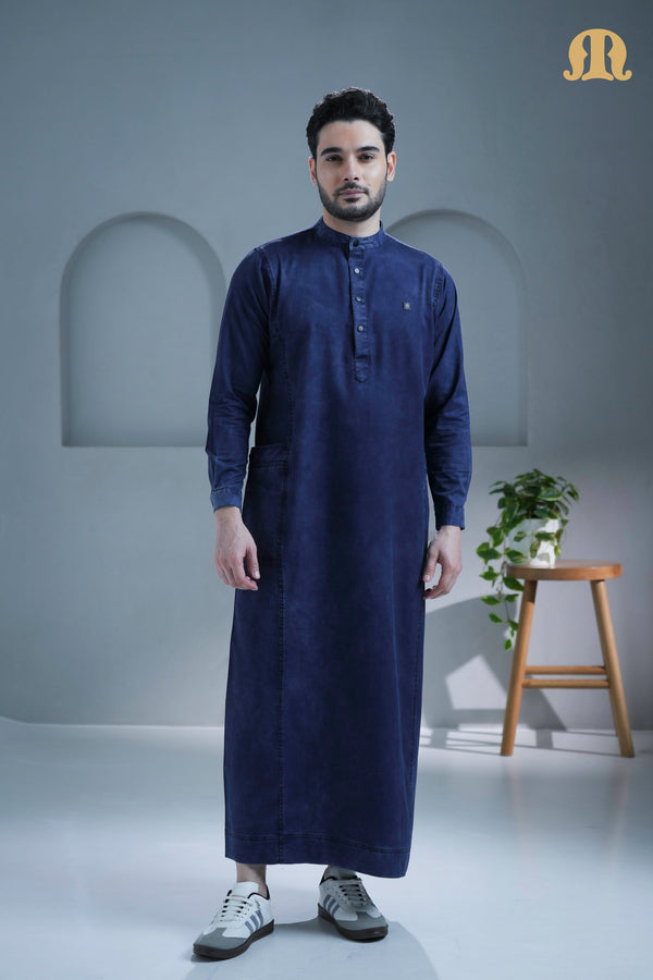 Mekong Navy Blue Denim Thobe For Men