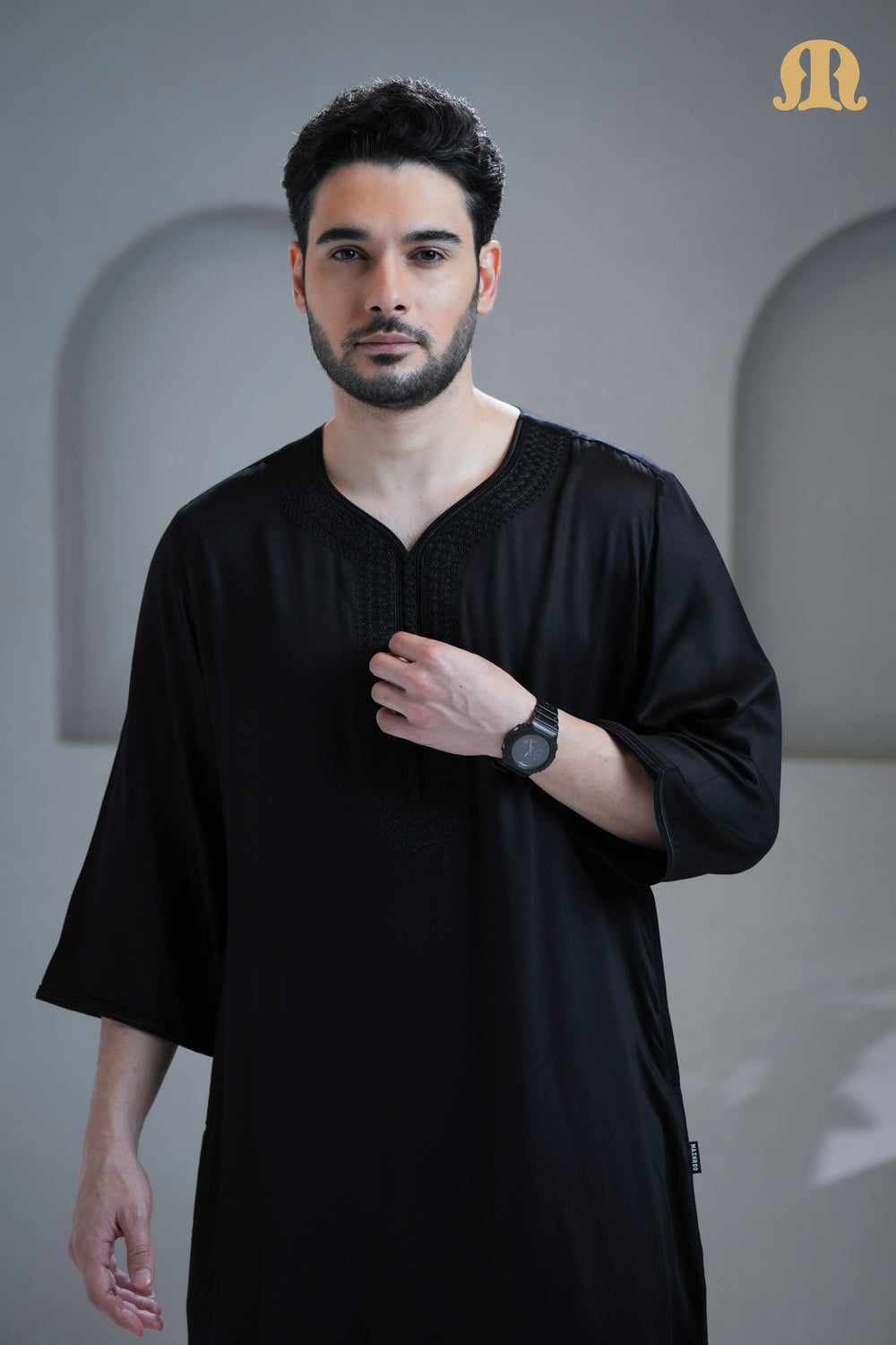 Tiznit Black Moroccan Thobe For Men