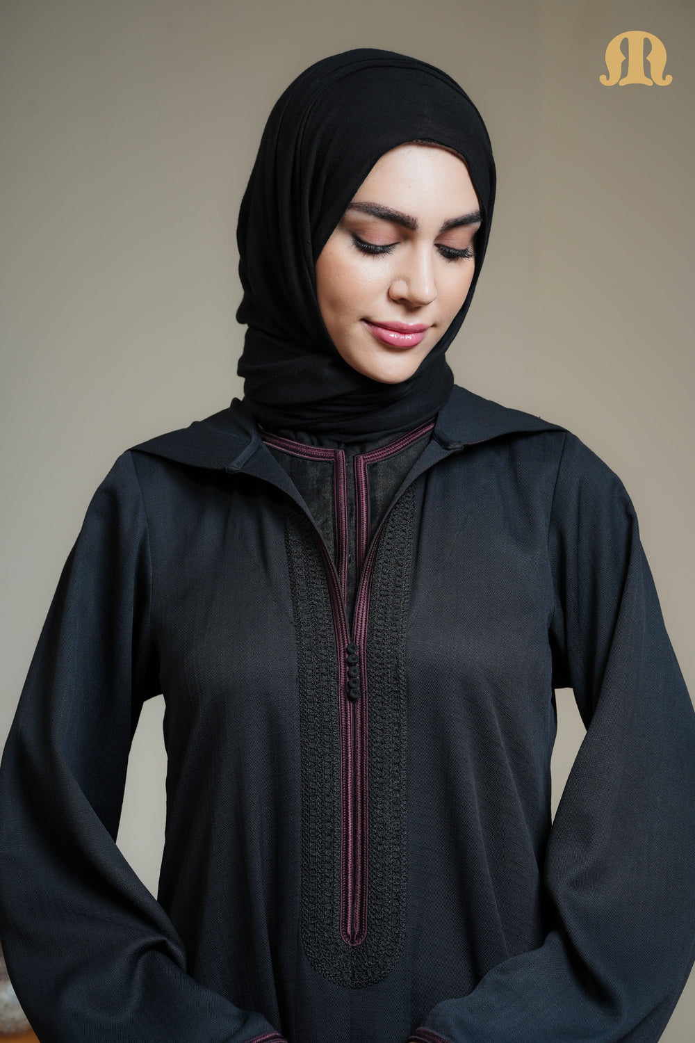 Black Sahal Moroccan Abaya