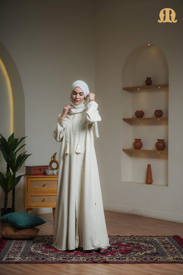 Cream Qalil Moroccan Abaya