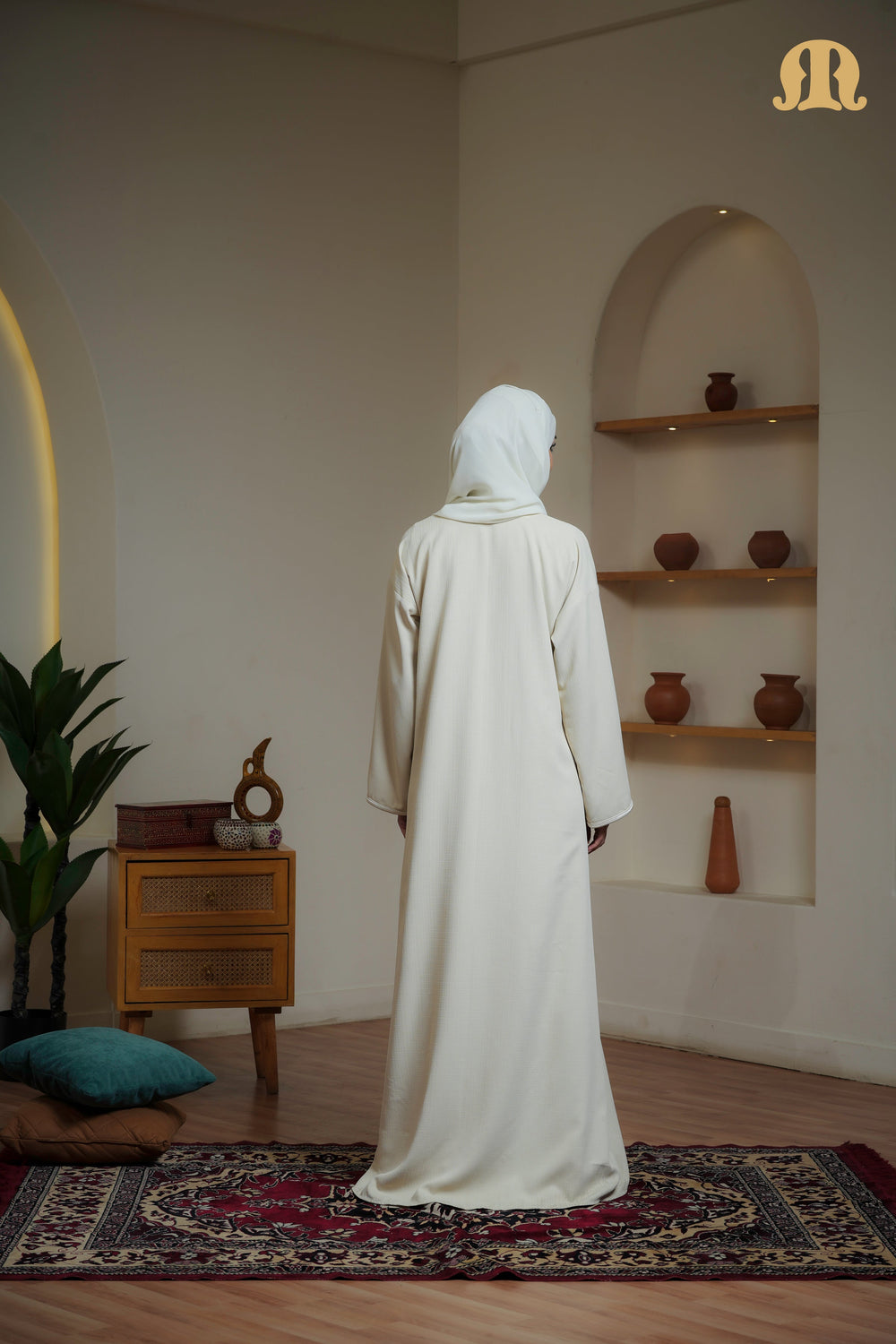 Cream Qalil Moroccan Abaya