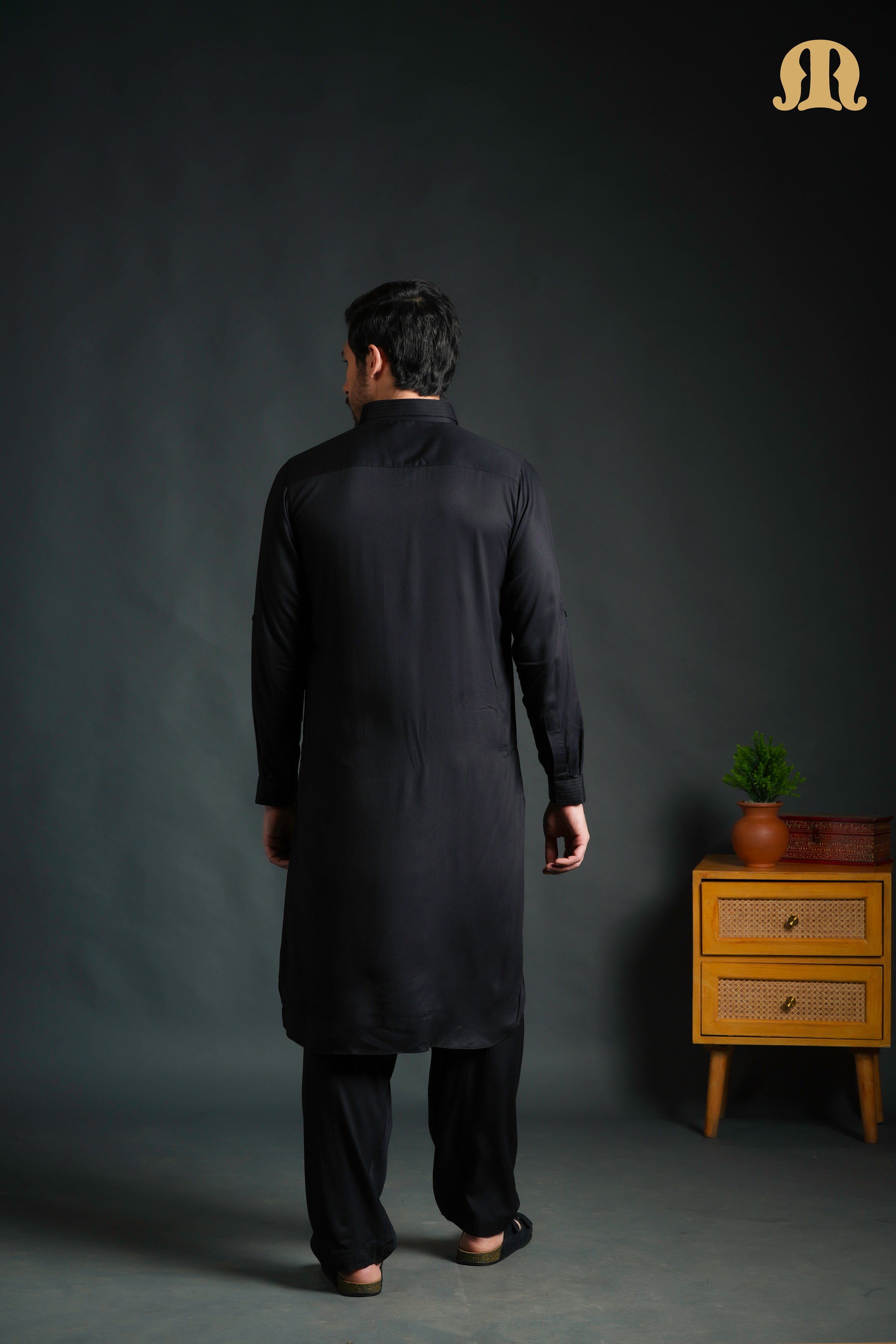 Kikan Black Pathani Set Men