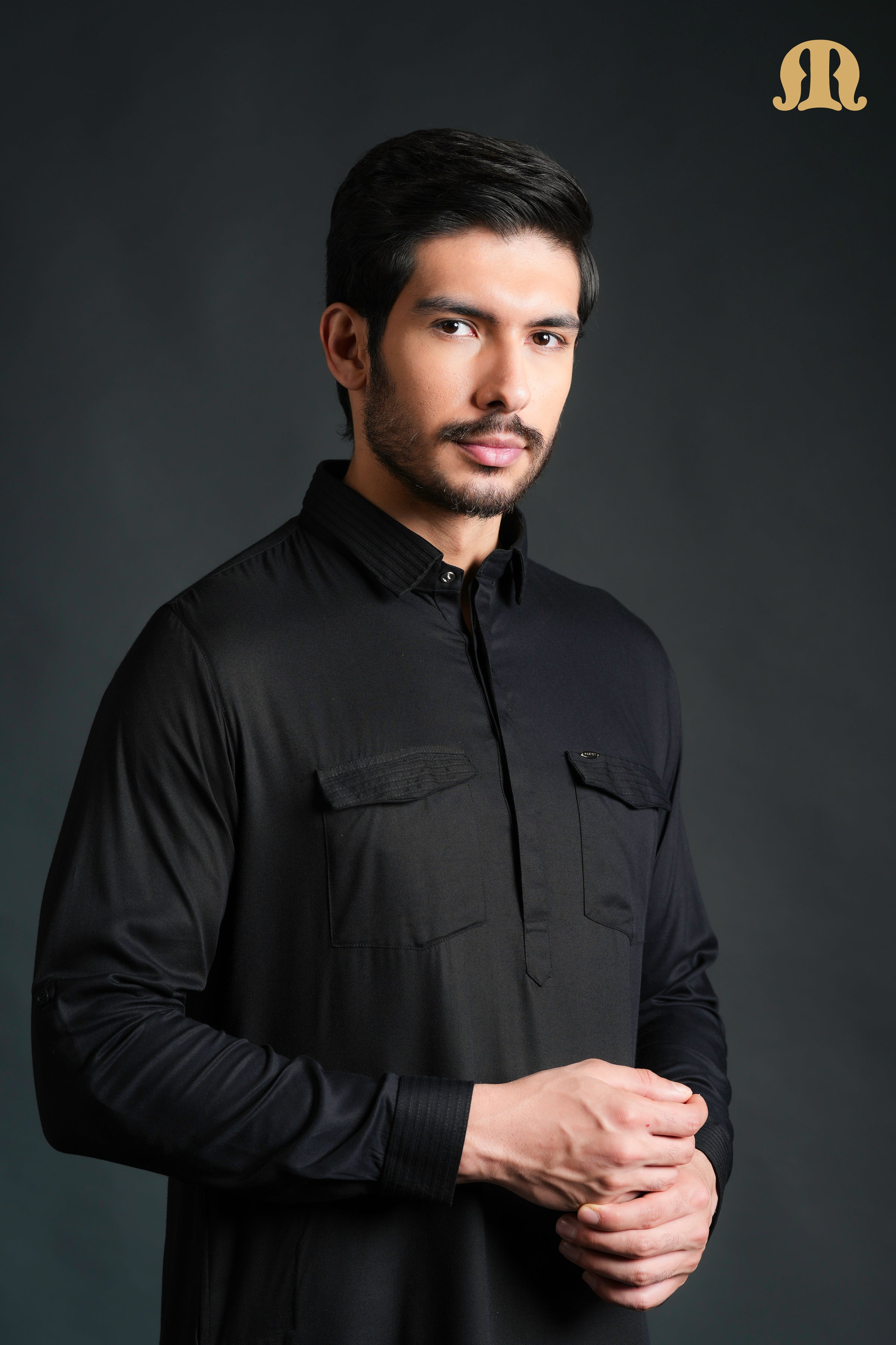 Kikan Black Pathani Set Men