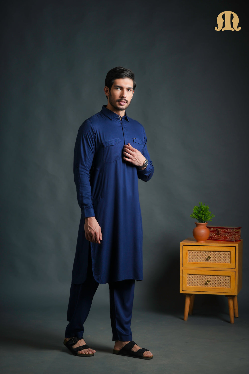 Kikan Blue Pathani Set Men