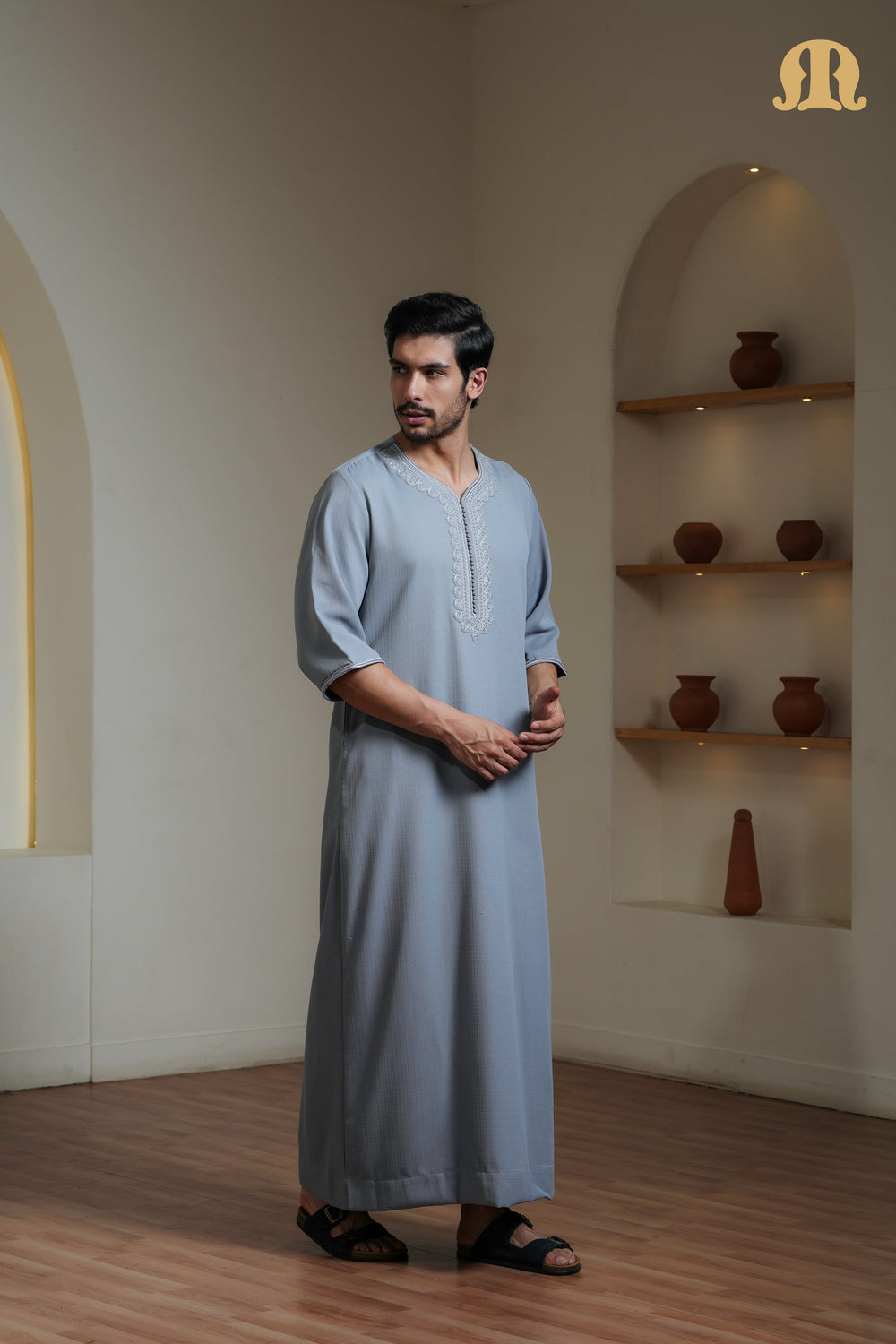 Grey Naqi Moroccan Thobe Mens
