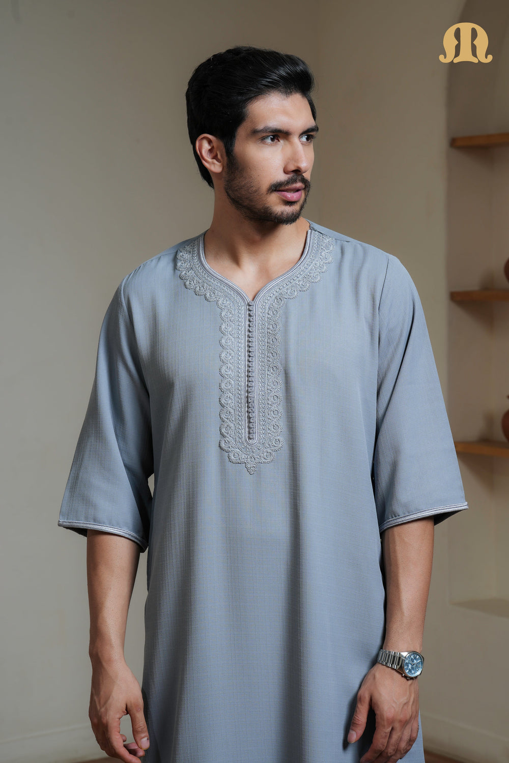 Grey Naqi Moroccan Thobe Mens