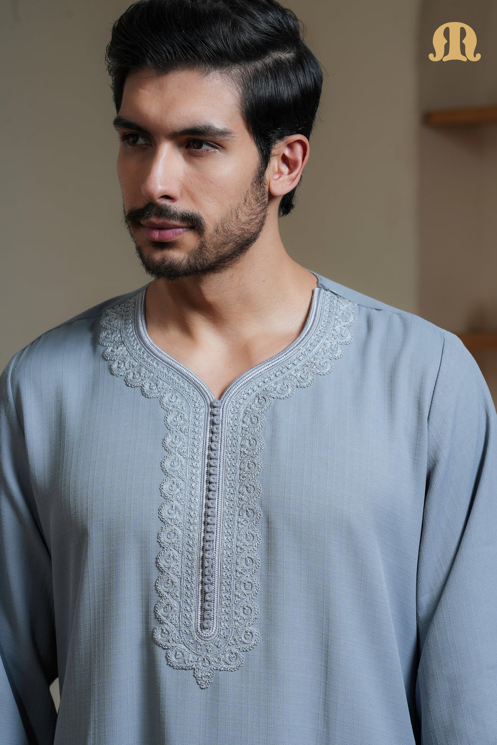 Grey Naqi Moroccan Thobe Mens