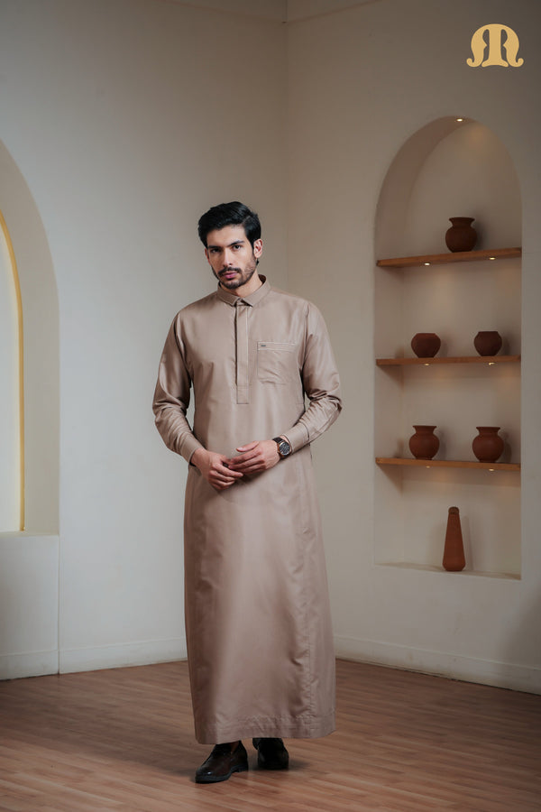 Iraf Embroidered Qatari Gold Thobe Mens