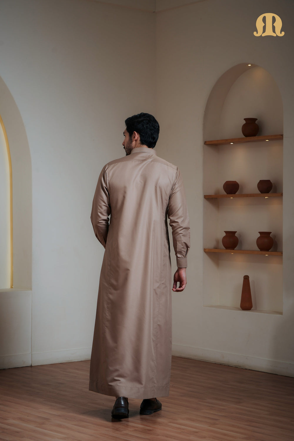 Iraf Embroidered Qatari Gold Thobe Mens