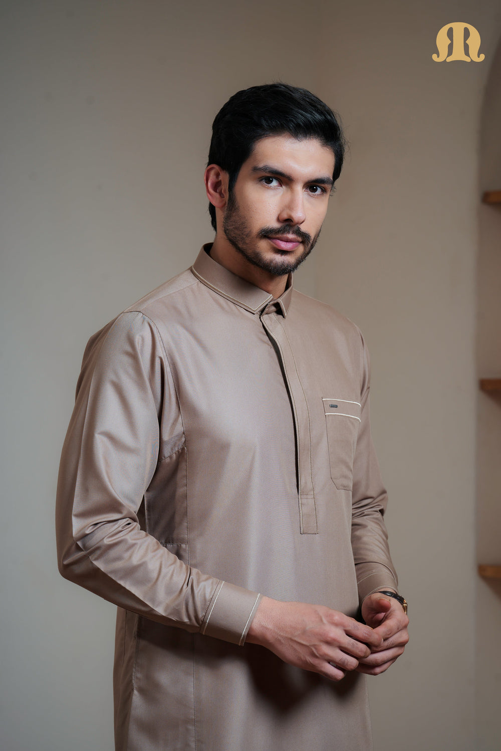 Iraf Embroidered Qatari Gold Thobe Mens