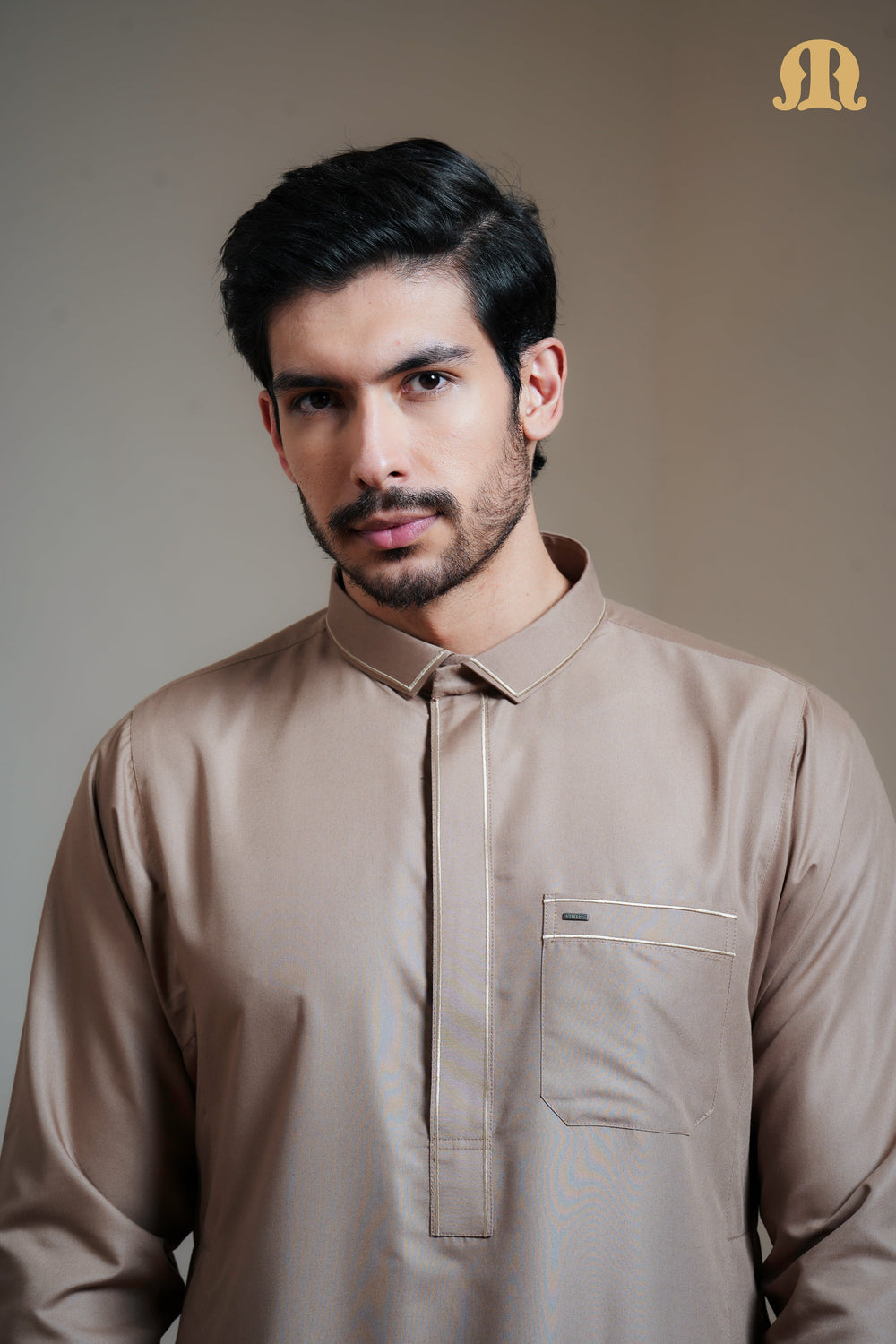 Iraf Embroidered Qatari Gold Thobe Mens