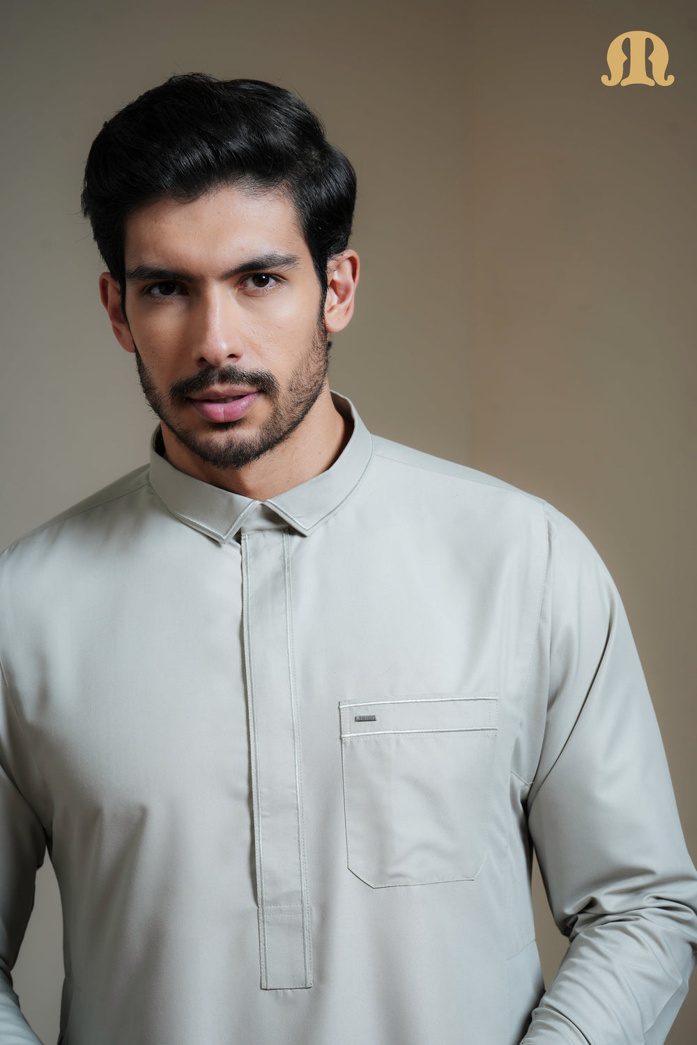 Iraf Embroidered Qatari Light Green Thobe Mens