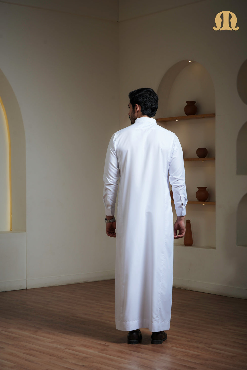 Iraf Embroidered Qatari White Thobe Mens