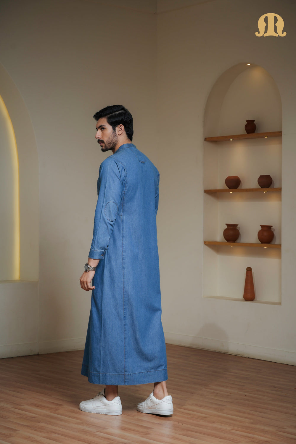 Navy Migi Denim Thobe Mens