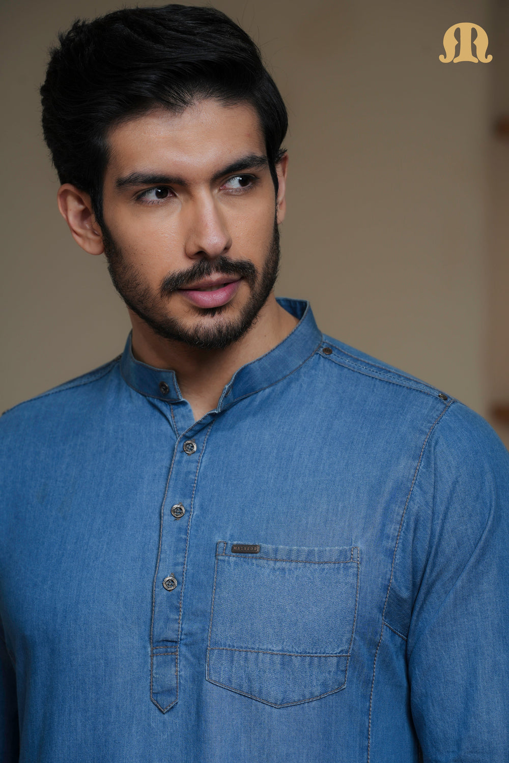 Navy Migi Denim Thobe Mens