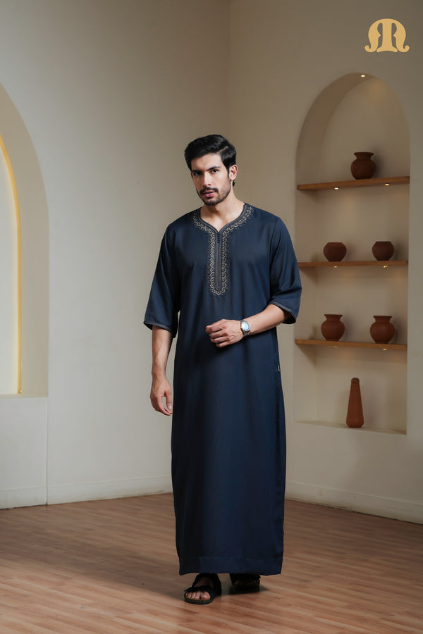 Navy Maksur Moroccan Thobe Mens