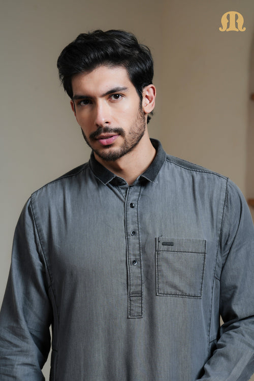 Black Koto Denim Thobe Mens