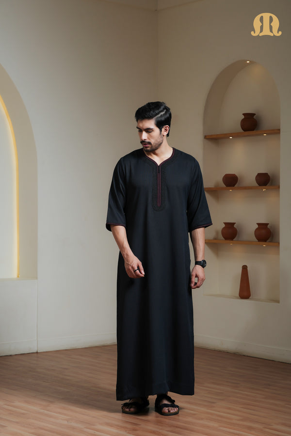 Black Sahal Moroccan Thobe Mens