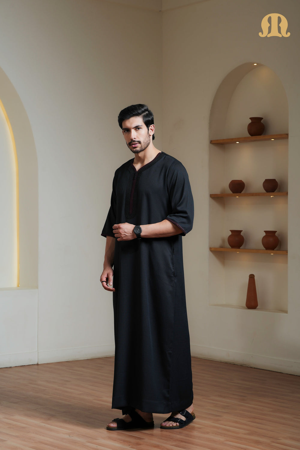 Black Sahal Moroccan Thobe Mens