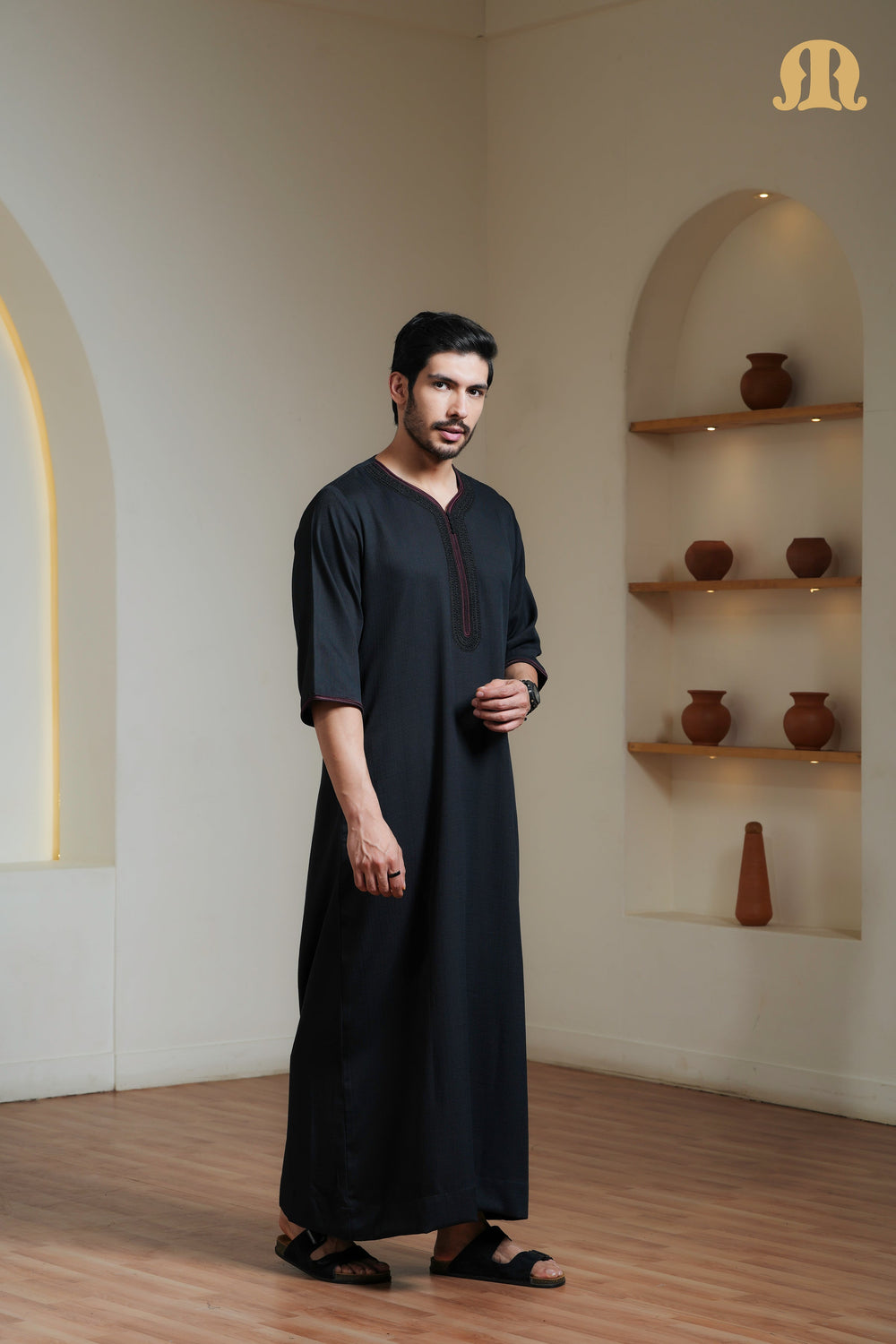 Black Sahal Moroccan Thobe Mens