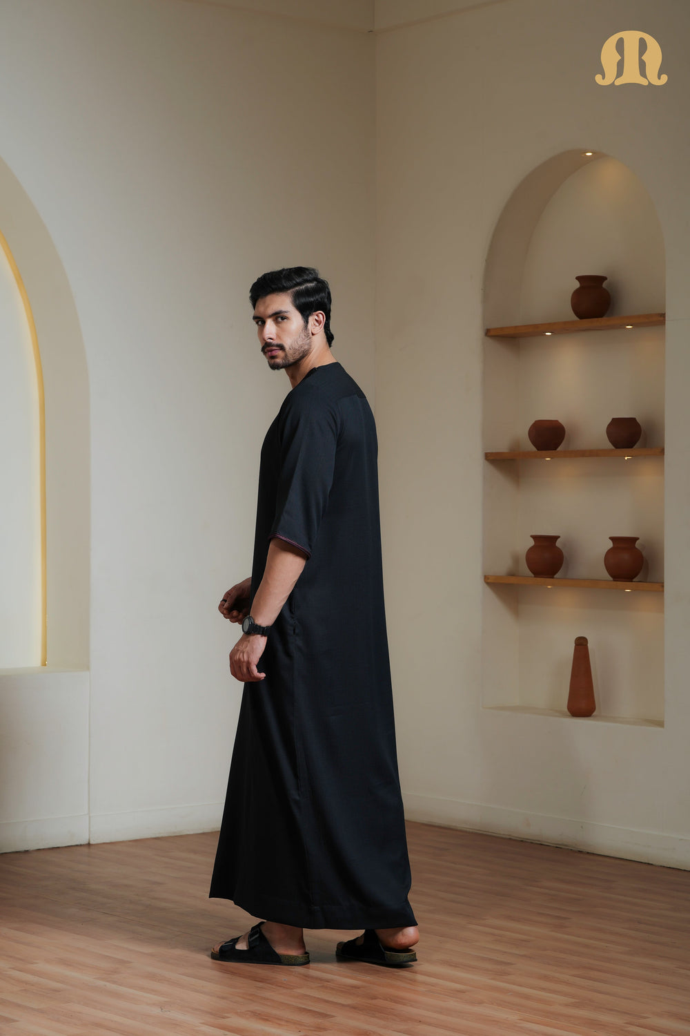 Black Sahal Moroccan Thobe Mens