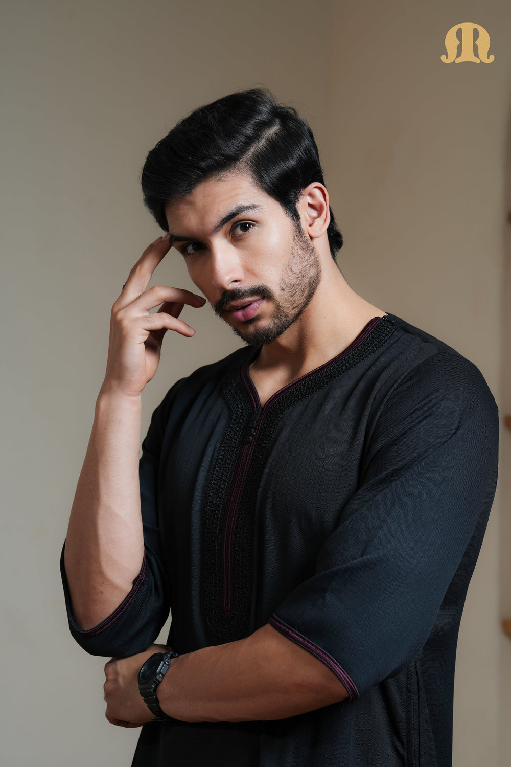 Black Sahal Moroccan Thobe Mens