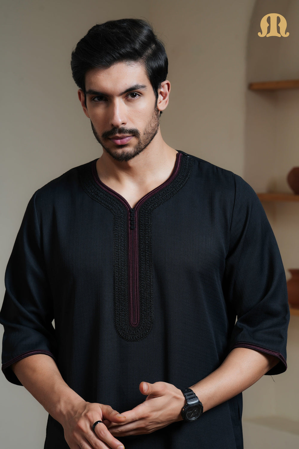 Black Sahal Moroccan Thobe Mens