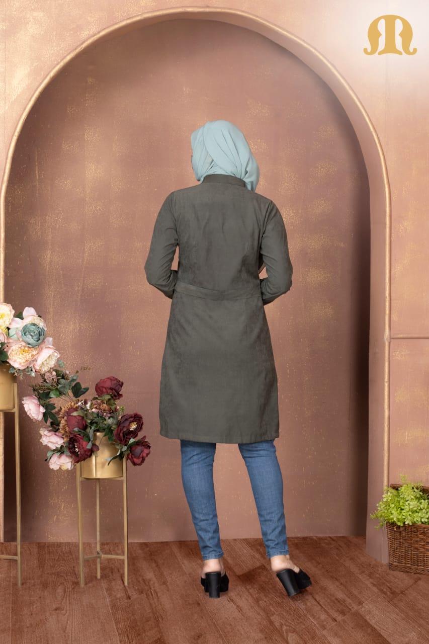 Bottle Green Felt Tunic for Women - Mashroo