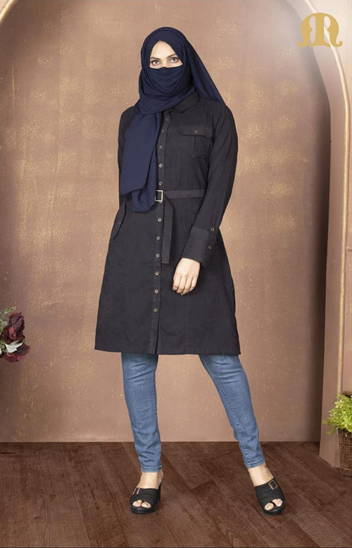 Black Felt Tunic For Women - Mashroo